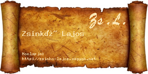 Zsinkó Lajos névjegykártya